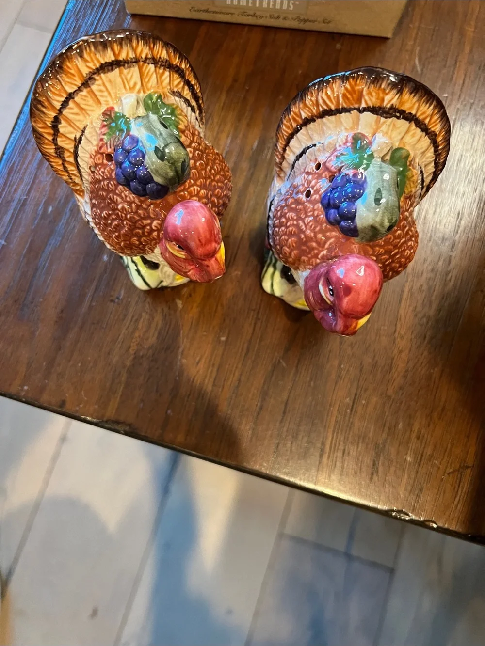 Ceramic Turkey Salt and Pepper Shaker Set - Brown and Red